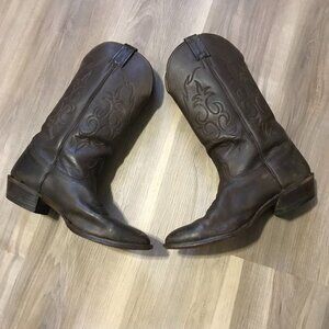 Nocona Ladies Dark Brown Leather Western Boots Size 9